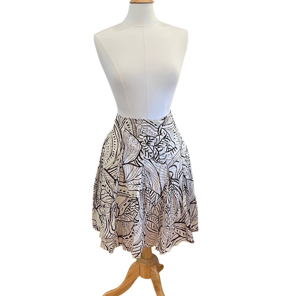 Vintage Casual Corner Chocolate Brown, Ivory A-Line Pleated Skirt Y2K, Boho, 12